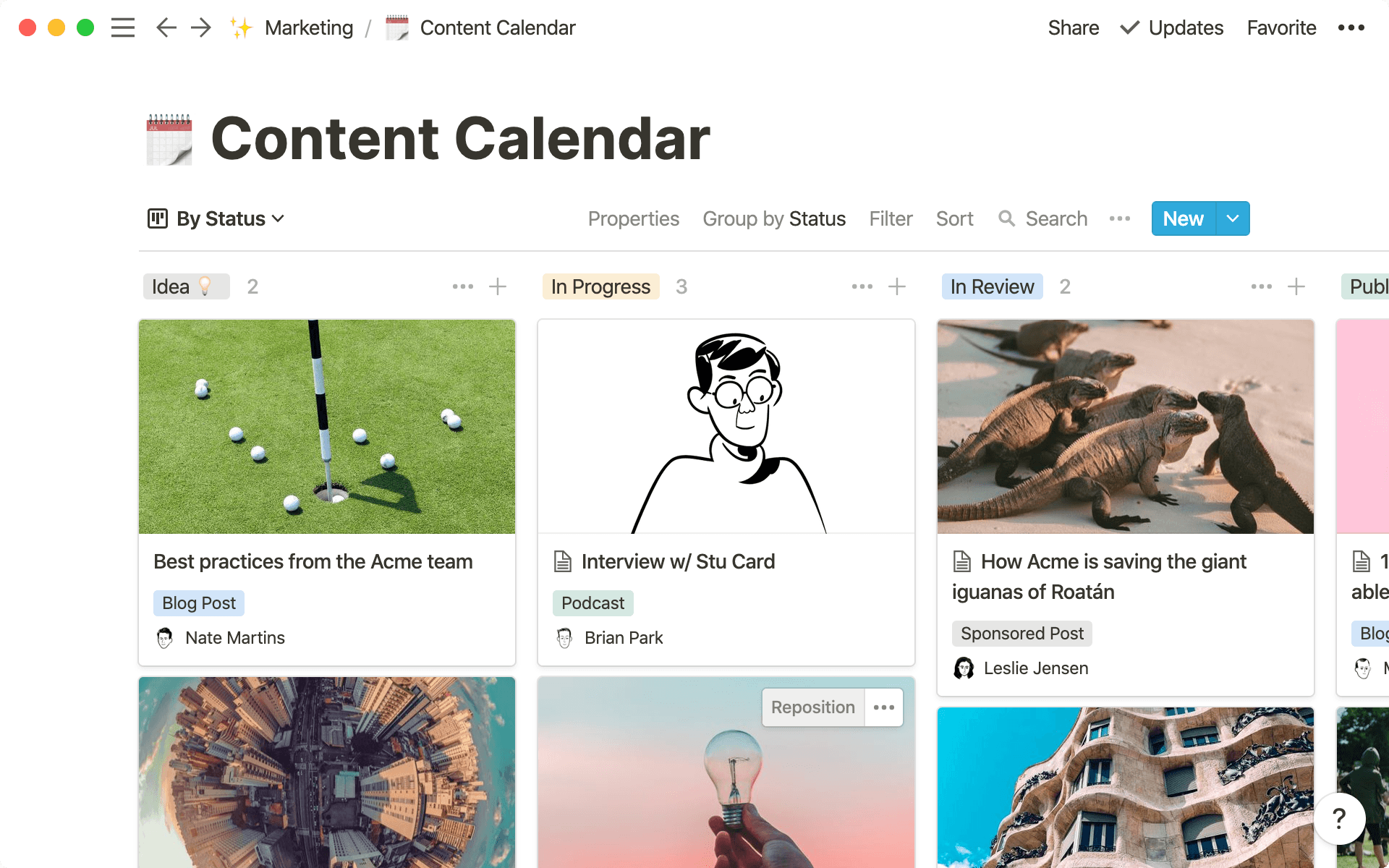 Different kinds of media come together in your KMS, like a content calendar.