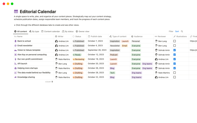 Editorial Calendar